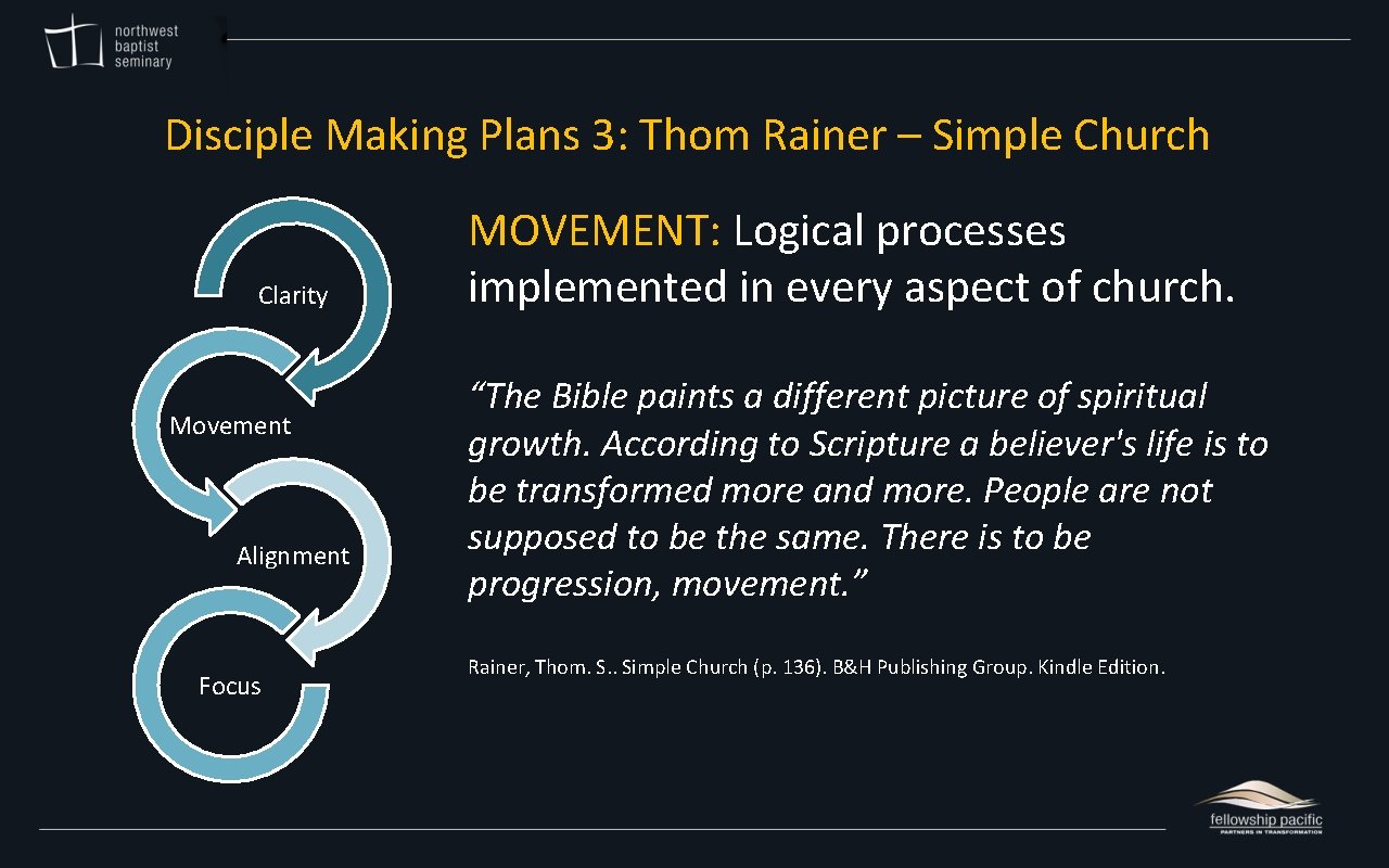 Disciple Making Plans 3: Thom Rainer – Simple Church Clarity Movement Alignment Focus MOVEMENT: