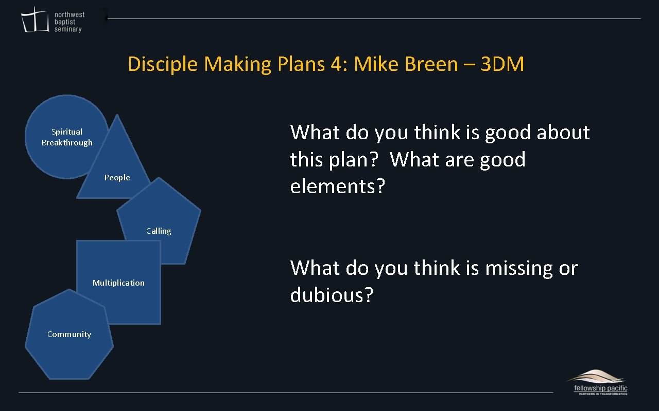 Disciple Making Plans 4: Mike Breen – 3 DM What do you think is