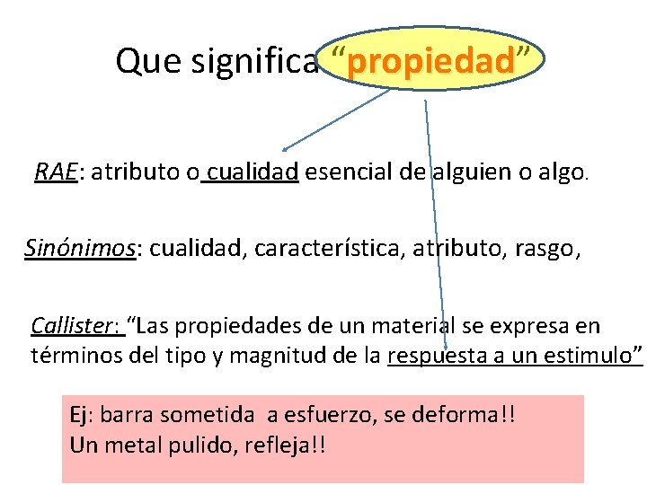 Que significa “propiedad” propiedad RAE: atributo o cualidad esencial de alguien o algo. Sinónimos: