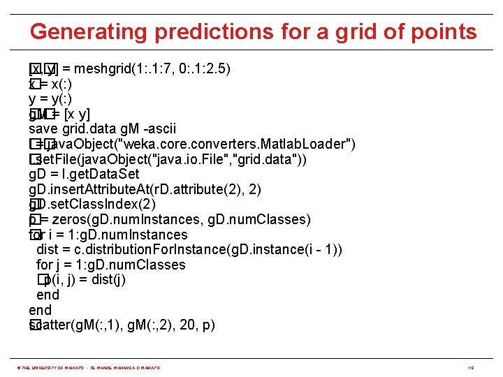 Generating predictions for a grid of points [�� � x, y] = meshgrid(1: .