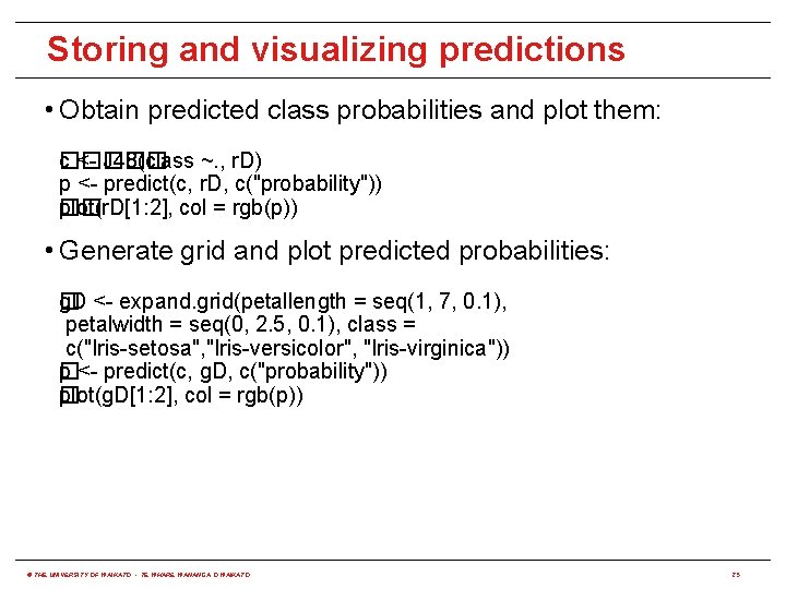 Storing and visualizing predictions • Obtain predicted class probabilities and plot them: c����� �