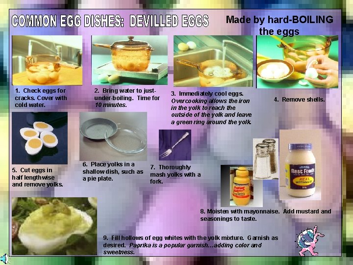 Made by hard-BOILING the eggs 1. Check eggs for cracks. Cover with cold water.