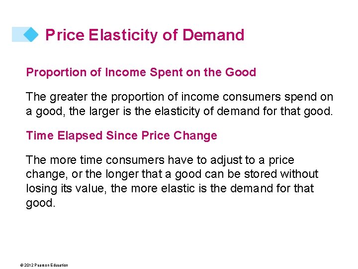 Price Elasticity of Demand Proportion of Income Spent on the Good The greater the