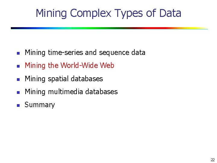 Mining Complex Types of Data n Mining time-series and sequence data n Mining the