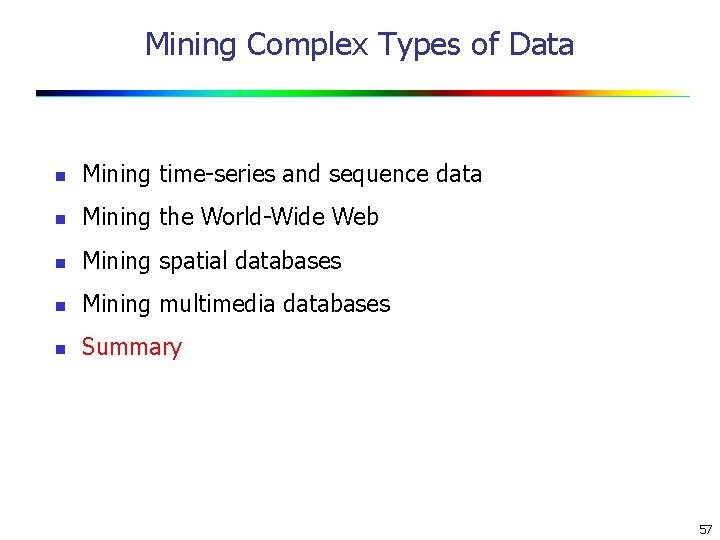 Mining Complex Types of Data n Mining time-series and sequence data n Mining the