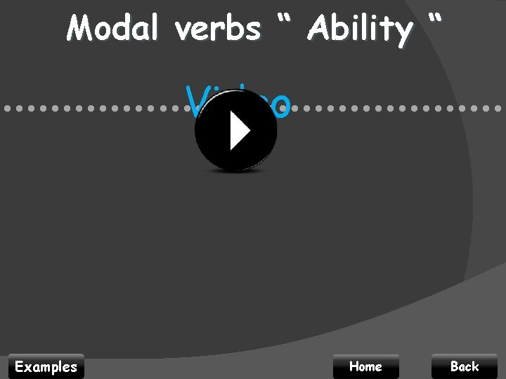 Modal verbs “ Ability “ Video • • • • • • • •