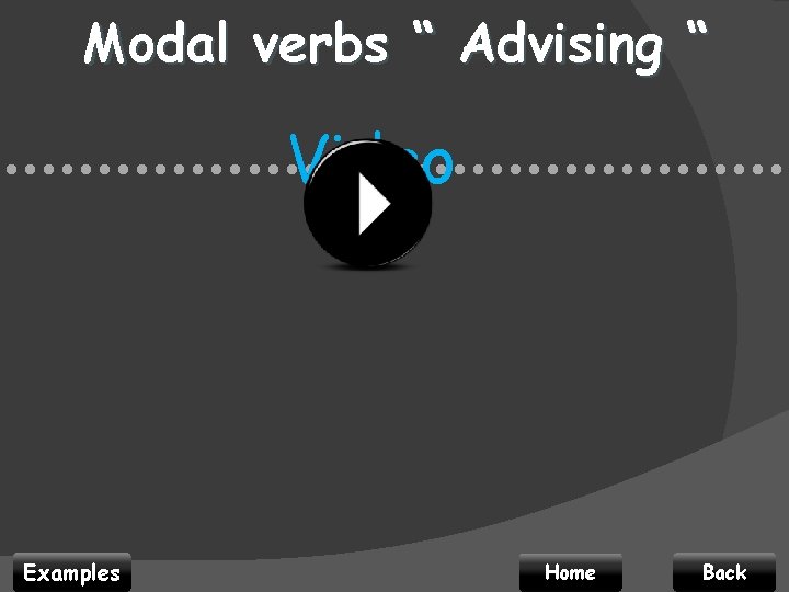 Modal verbs “ Advising “ Video • • • • • • • •