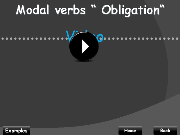 Modal verbs “ Obligation“ Video • • • • • • • • •
