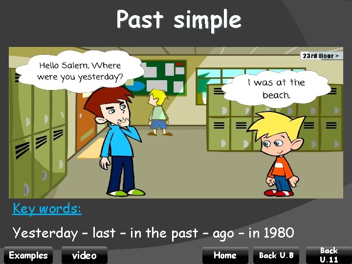 Past simple Key words: Yesterday – last – in the past – ago –