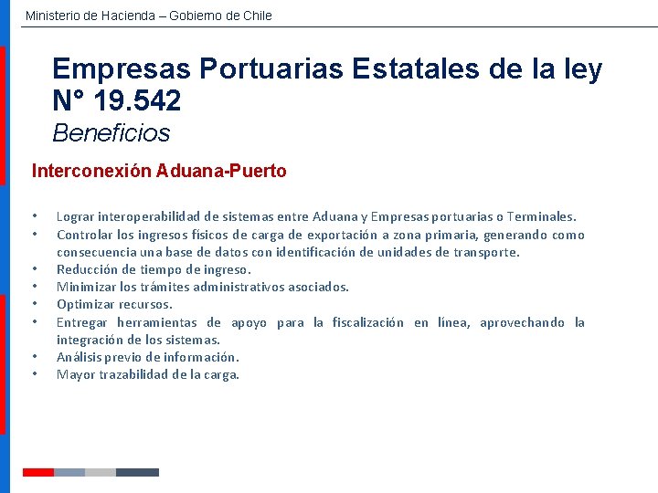 Ministerio de Hacienda – Gobierno de Chile Empresas Portuarias Estatales de la ley N°