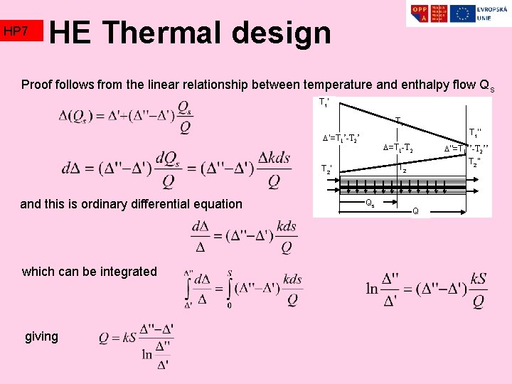 HP 7 HE Thermal design Proof follows from the linear relationship between temperature and