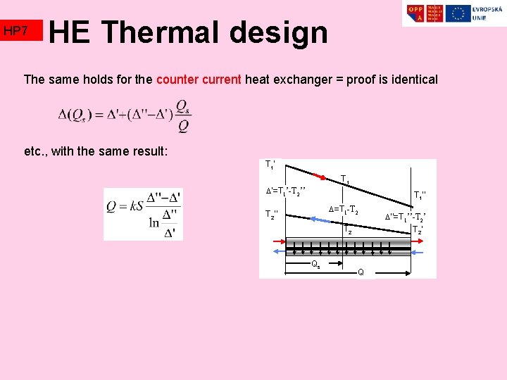 HP 7 HE Thermal design The same holds for the counter current heat exchanger