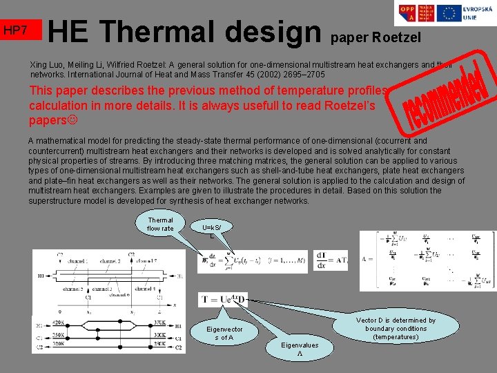 HP 7 HE Thermal design paper Roetzel Xing Luo, Meiling Li, Wilfried Roetzel: A