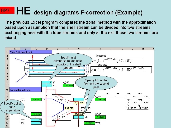 HP 7 HE design diagrams F-correction (Example) The previous Excel program compares the zonal