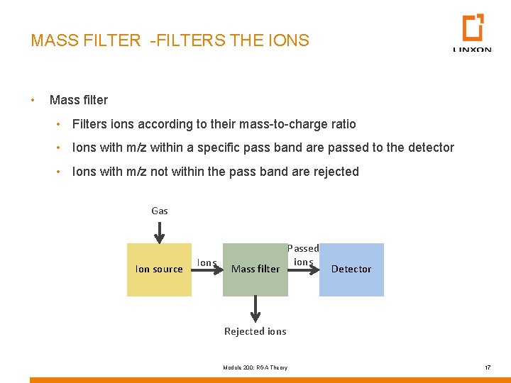 MASS FILTER -FILTERS THE IONS • Mass filter • Filters ions according to their