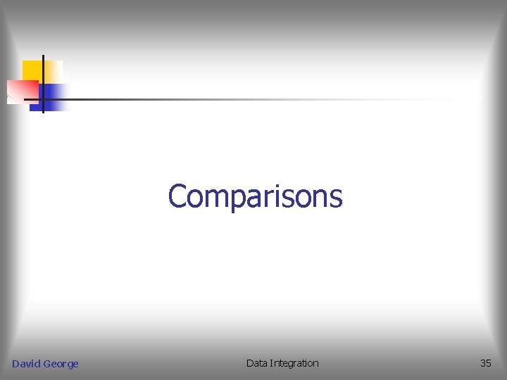 Comparisons David George Data Integration 35 