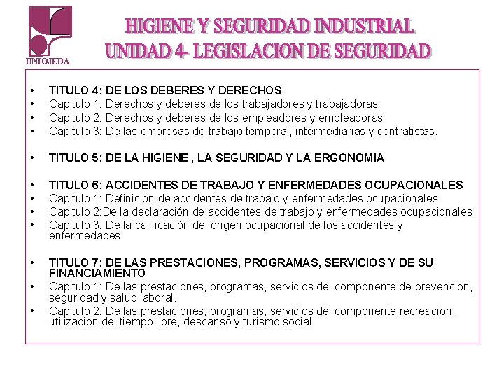UNIOJEDA • • TITULO 4: DE LOS DEBERES Y DERECHOS Capitulo 1: Derechos y UNIOJEDA • • TITULO 4: DE LOS DEBERES Y DERECHOS Capitulo 1: Derechos y