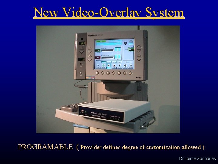 New Video-Overlay System PROGRAMABLE ( Provider defines degree of customization allowed ) Dr Jaime