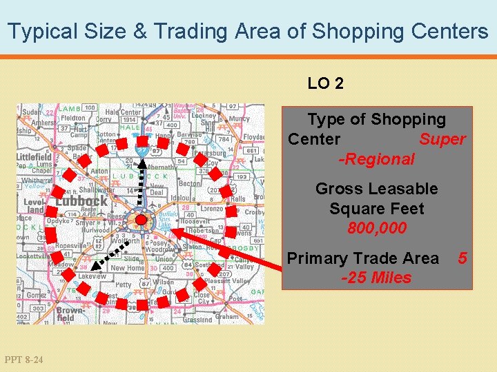 Typical Size & Trading Area of Shopping Centers LO 2 Type of Shopping Center