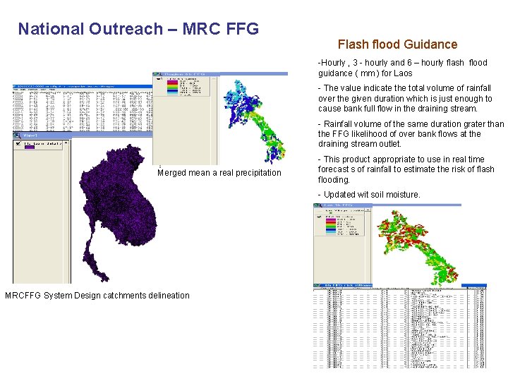 National Outreach – MRC FFG Flash flood Guidance -Hourly , 3 - hourly and