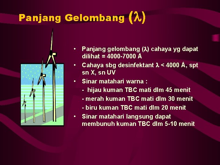 Panjang Gelombang ( ) • Panjang gelombang ( ) cahaya yg dapat dilihat =