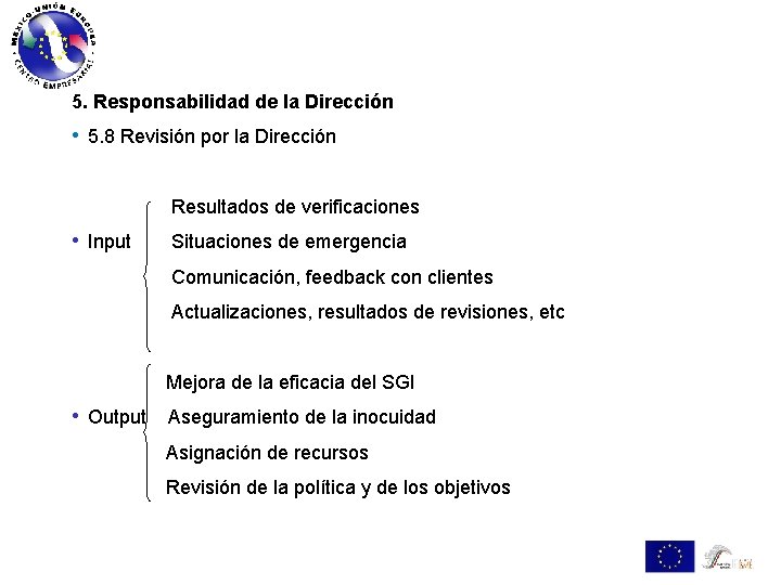 5. Responsabilidad de la Dirección • 5. 8 Revisión por la Dirección Resultados de