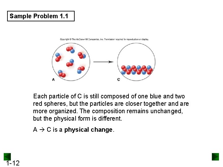 Sample Problem 1. 1 Each particle of C is still composed of one blue