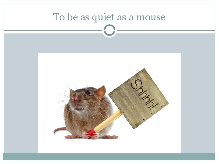 To be as quiet as a mouse 