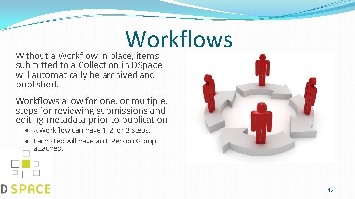 Workflows Without a Workflow in place, items submitted to a Collection in DSpace will