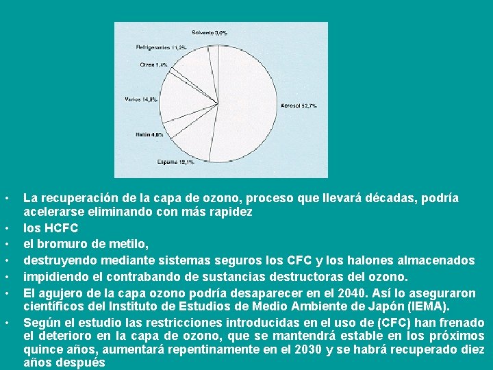  • • La recuperación de la capa de ozono, proceso que llevará décadas,