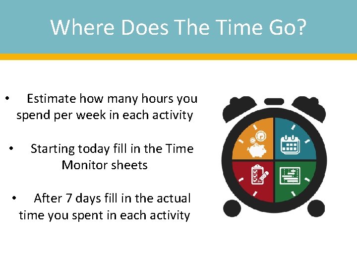 Where Does The Time Go? • Estimate how many hours you spend per week