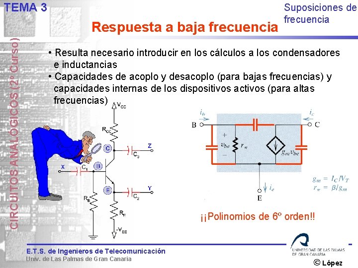 TEMA 3 CIRCUITOS ANALÓGICOS (2º Curso) Respuesta a baja frecuencia Suposiciones de frecuencia •