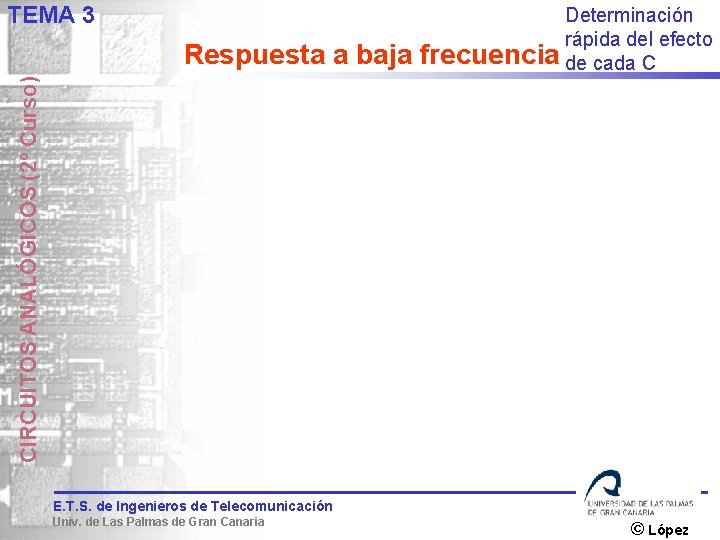 TEMA 3 CIRCUITOS ANALÓGICOS (2º Curso) Respuesta a baja Determinación rápida del efecto frecuencia