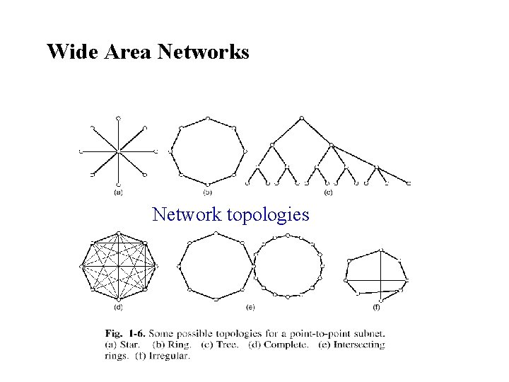 Wide Area Networks Network topologies Wide Area Networks Network topologies