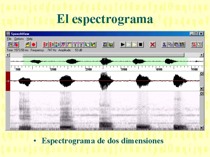 El espectrograma • Espectrograma de dos dimensiones 