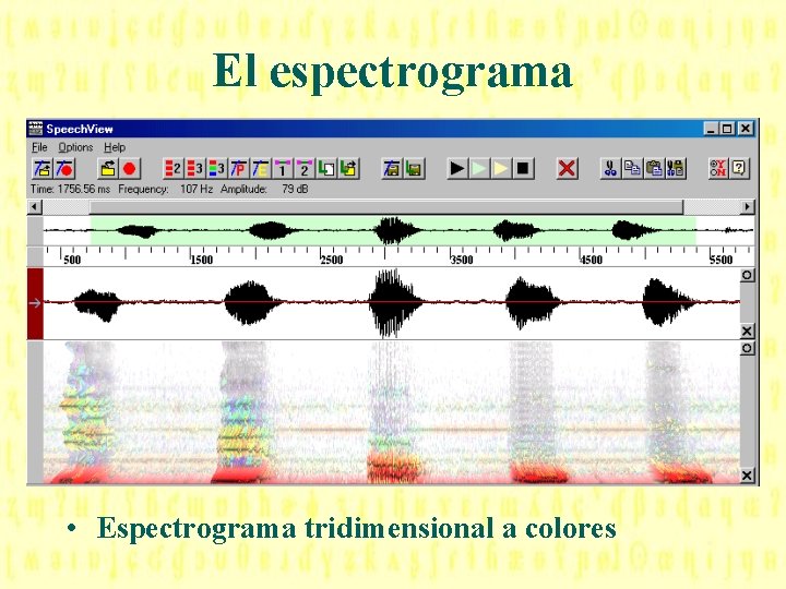 El espectrograma • Espectrograma tridimensional a colores 