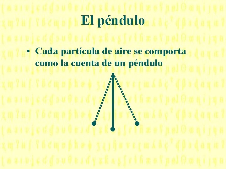 El péndulo • Cada partícula de aire se comporta como la cuenta de un