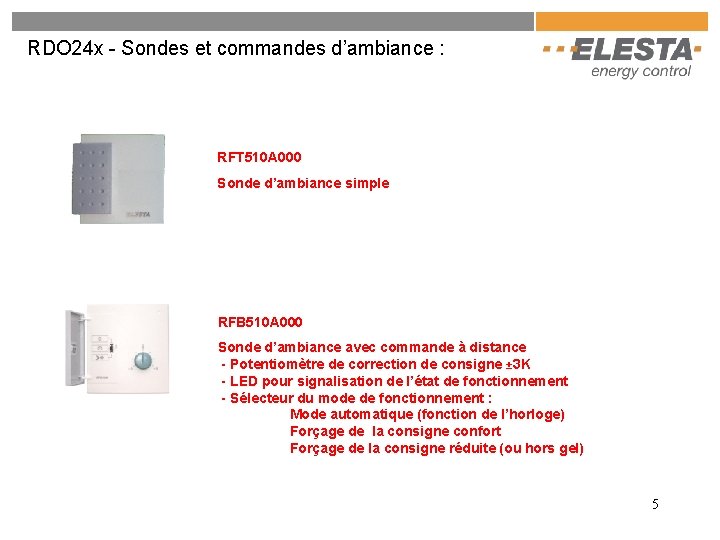 RDO 24 x - Sondes et commandes d’ambiance : RFT 510 A 000 Sonde RDO 24 x - Sondes et commandes d’ambiance : RFT 510 A 000 Sonde
