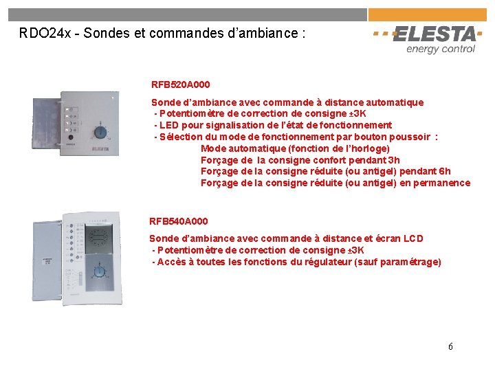RDO 24 x - Sondes et commandes d’ambiance : RFB 520 A 000 Sonde RDO 24 x - Sondes et commandes d’ambiance : RFB 520 A 000 Sonde