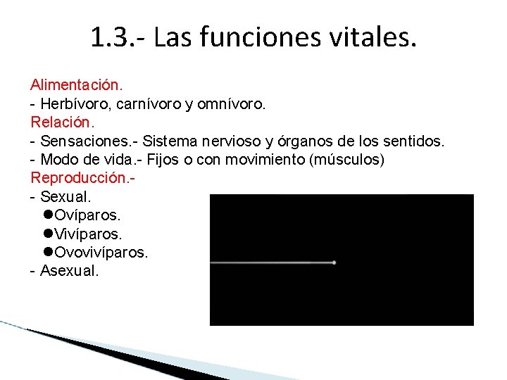 1. 3. - Las funciones vitales. Alimentación. - Herbívoro, carnívoro y omnívoro. Relación. -