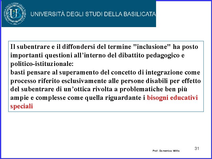 Il subentrare e il diffondersi del termine "inclusione" ha posto importanti questioni all’interno del