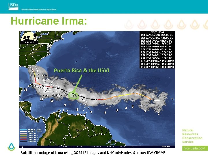 Hurricane Irma: Puerto Rico & the USVI Satellite montage of Irma using GOES IR