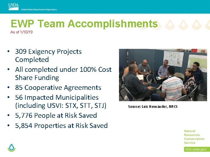 EWP Team Accomplishments As of 1/10/19 • 309 Exigency Projects Completed • All completed