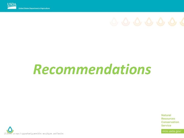 Recommendations USDA is an equal opportunity provider, employer, and lender. 