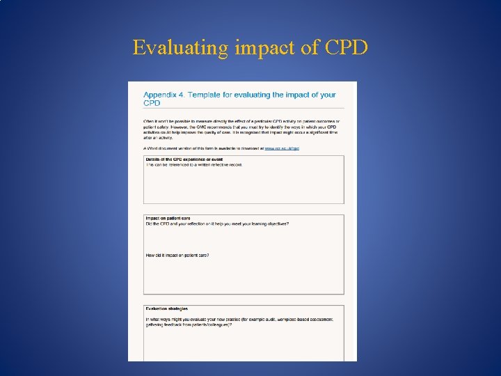 Evaluating impact of CPD 