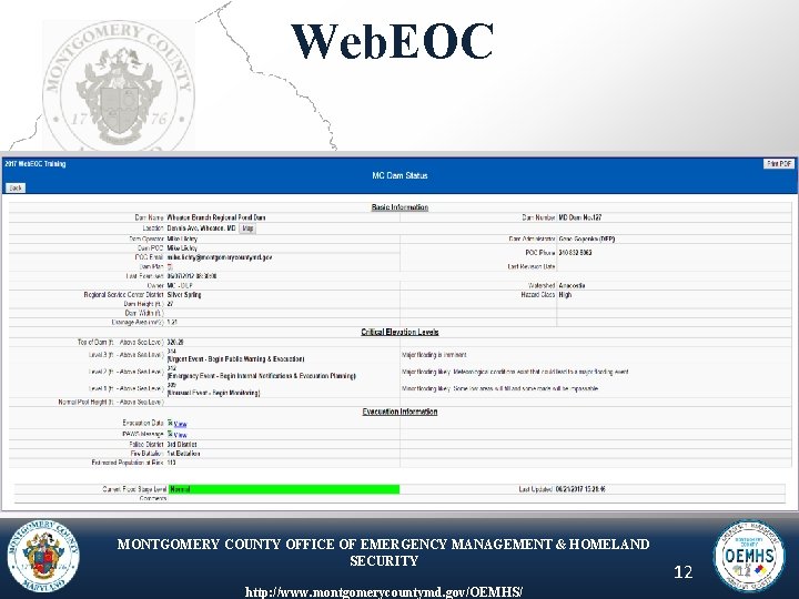 Web. EOC MONTGOMERY COUNTY OFFICE OF EMERGENCY MANAGEMENT & HOMELAND SECURITY http: //www. montgomerycountymd.