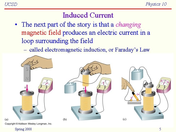 Physics 10 UCSD Induced Current • The next part of the story is that Physics 10 UCSD Induced Current • The next part of the story is that