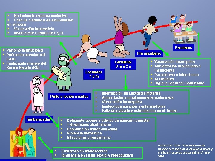 § No lactancia materna exclusiva § Falta de cuidado y de estimulación en el