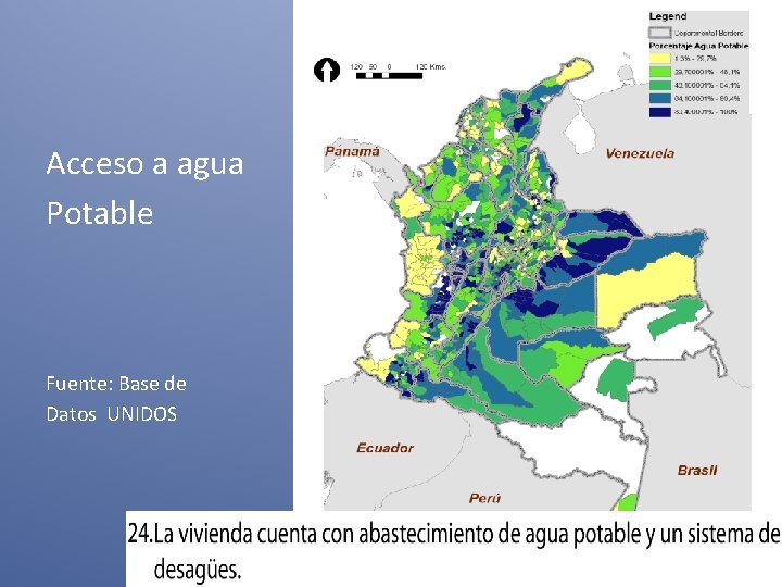 Acceso a agua Potable Fuente: Base de Datos UNIDOS 