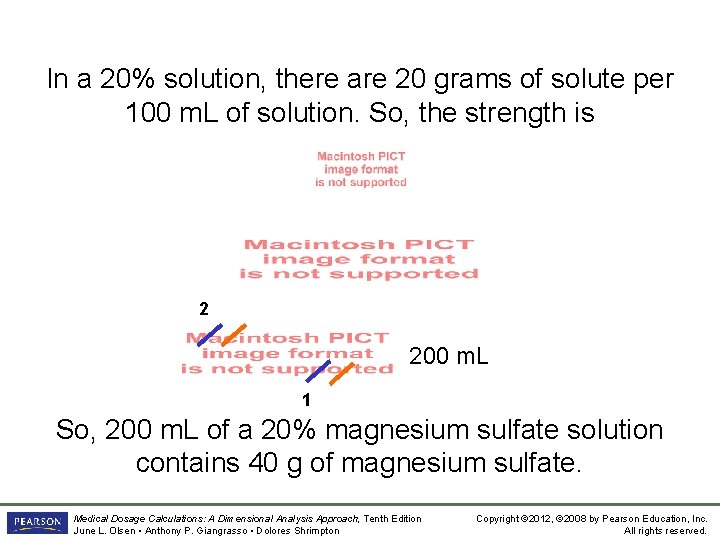 In a 20% solution, there are 20 grams of solute per 100 m. L